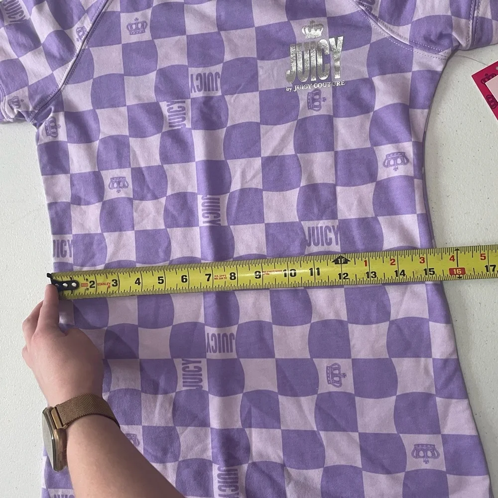 NWT Juicy Couture Lilac Sky Check T Shirt Dress Size XS Purple - Picture 14 of 15